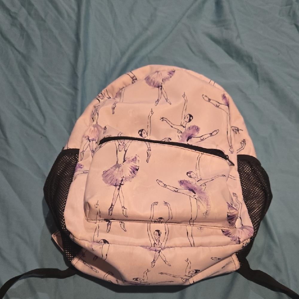 Purple and White Ballet Print Backpack